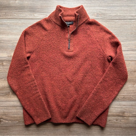 Banana Republic | Quarter-Zip Wool Blend Sweater in Burnt Orange (XS/Small) - Picture 2 of 13